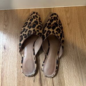 Madewell calf hair leopard mules